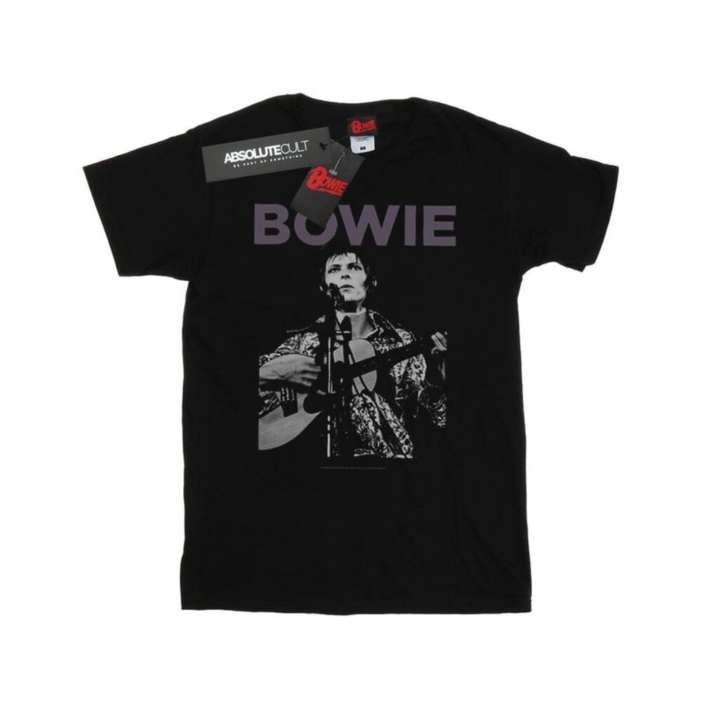 David Bowie Womens/Ladies Rock Poster Cotton Boyfriend T-Shirt / Black